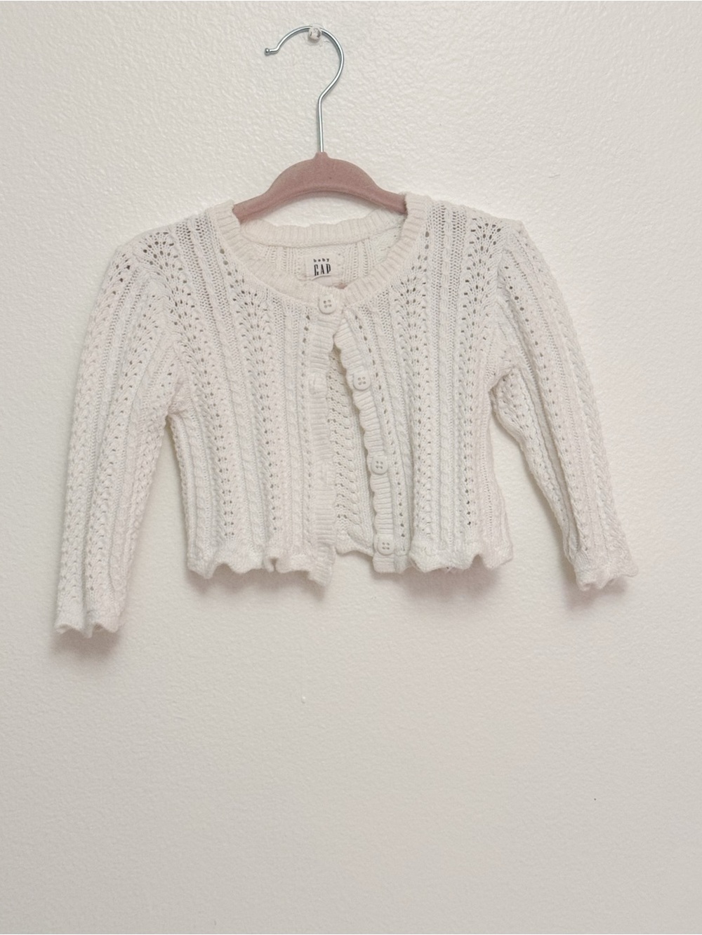GAP Cream Open-Knit Cropped Cardigan